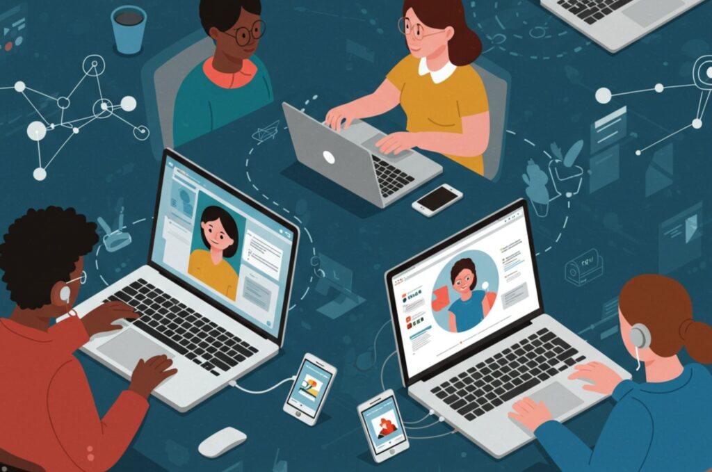 People on online coaching sessions